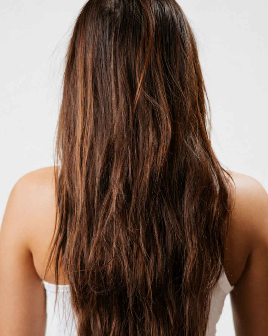 Hair before application of Double Shot