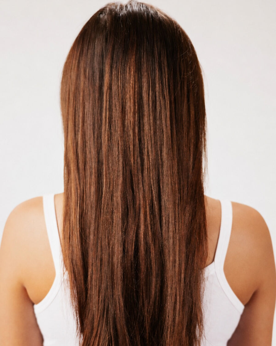 Hair after application and styling with Double Shot