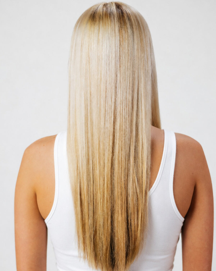 Hair after application and styling with Platinum Behavior